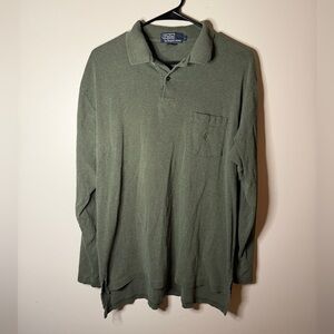 POLO olive Green collared long sleeve shirt size L with front pocket